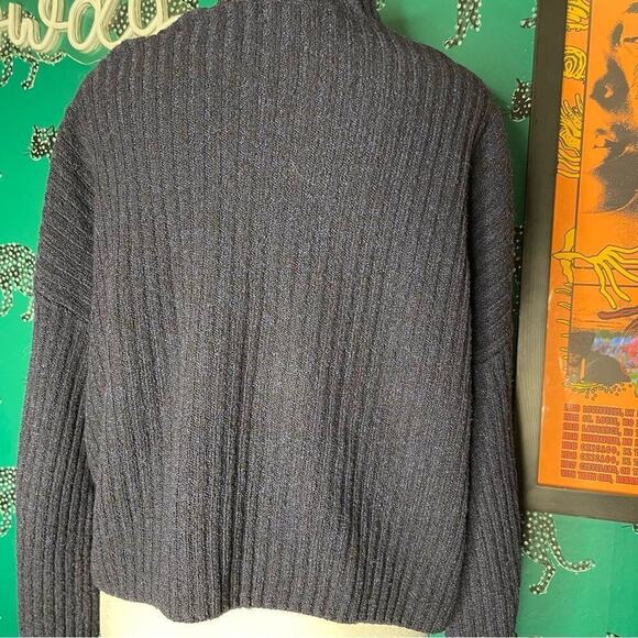 Forever 21 Dark Blue Knit Cross Diamond Pattern Stretchy Sweater Size S - Picture 7 of 9
